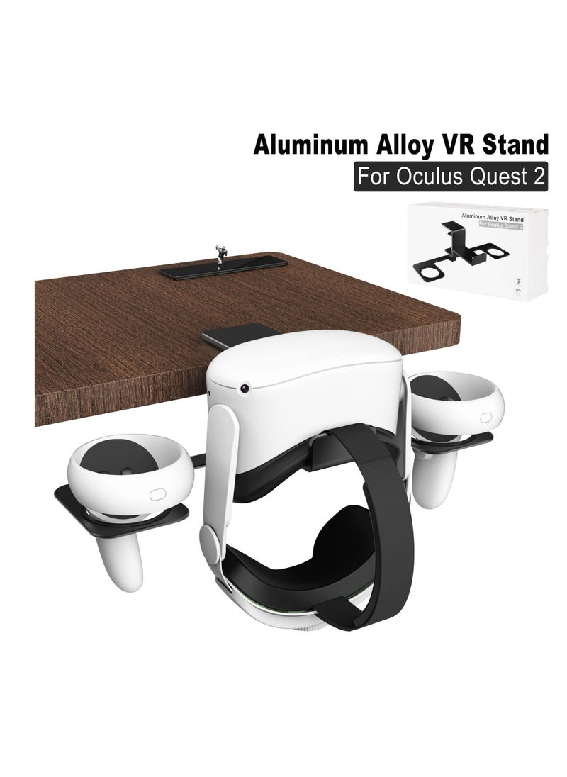 VR Stand, VR Display Holder Under Desk, Virtual Reality Headsets Metal Stand, Storage Hook Universal Clamp-on Desk Hanger Hooks, for Oculus Quest 2/Quest/Rift S, HTC Vive Pro, PSVR 2