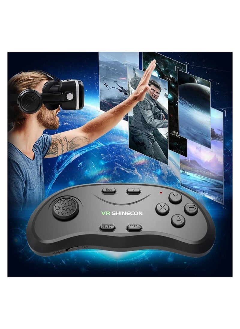 VR Set with Remote Controller, HD 3D VR Glasses Virtual Reality Headset for VR Games and 3D Movies, VR Goggles for Smartphones Compatible 4.7-6 inch