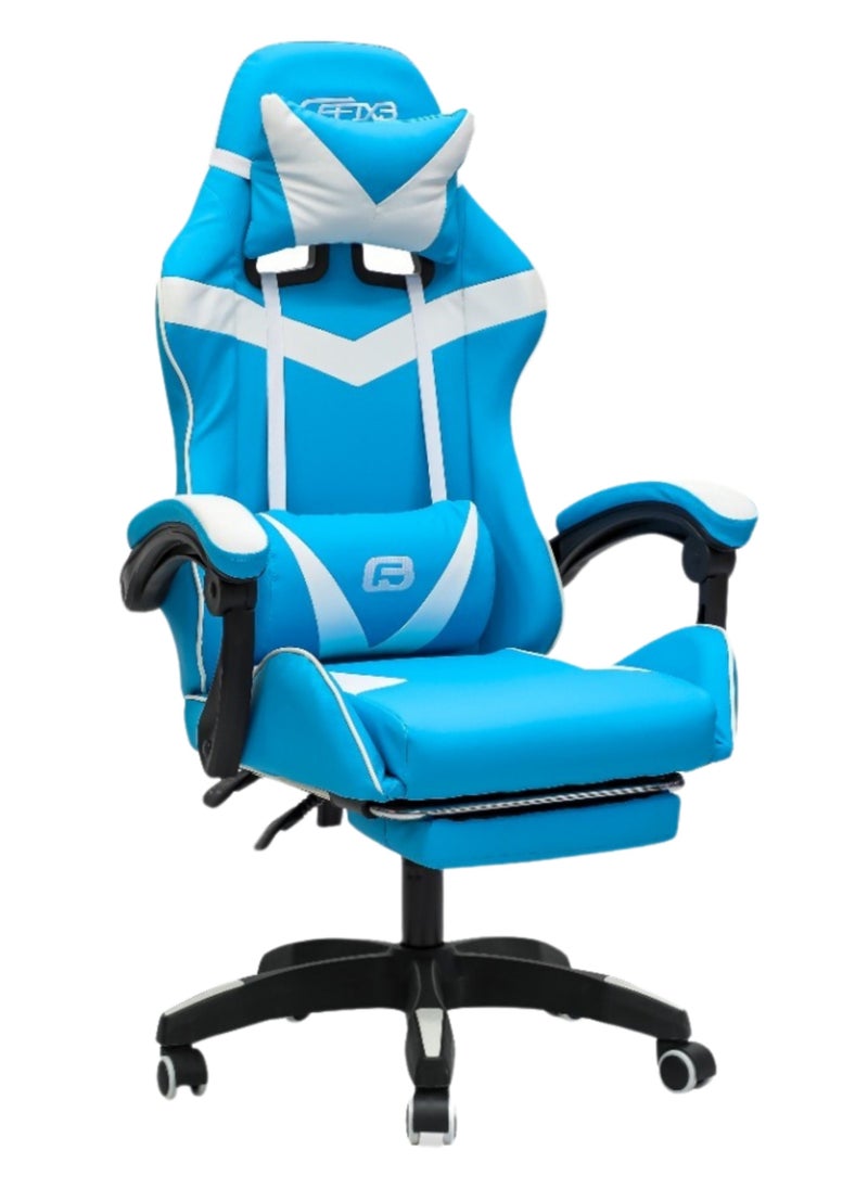 High Back Gaming Chair, High-Quality Ergonomic PC Computer Chair, Adjustable Swivel, Headrest & Lumbar Support, Ideal for Office, Computer & Gaming BLUE WHITE