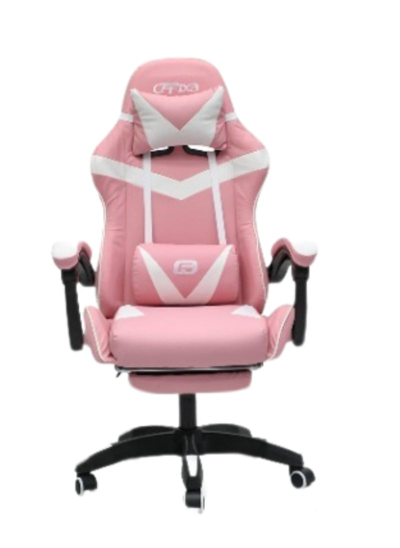 High Back Gaming Chair, High-Quality Ergonomic PC Computer Chair, Adjustable Swivel, Headrest & Lumbar Support, Ideal for Office, Computer & Gaming PINK WHITE