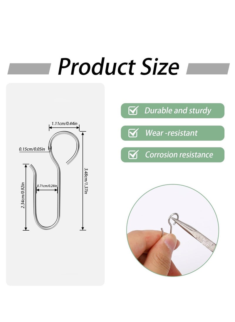 120 Pcs Metal S Shaped Shower Curtain Hooks, Small Curtain Track Hangers, Drape Connection Hooks for Shower Curtains, RV Curtains, and Ceiling Curtains, Drapery Hanging Solution