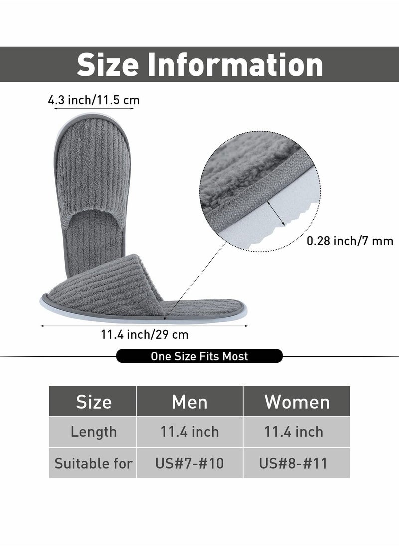 Disposable Slippers, 5 Pairs Closed Toe Spa Slippers Coral Fleece Washable Home Slippers for Women Men Guests Hotels House Slippers Housewarming Party Indoors Bathroom Traveling (Gray)