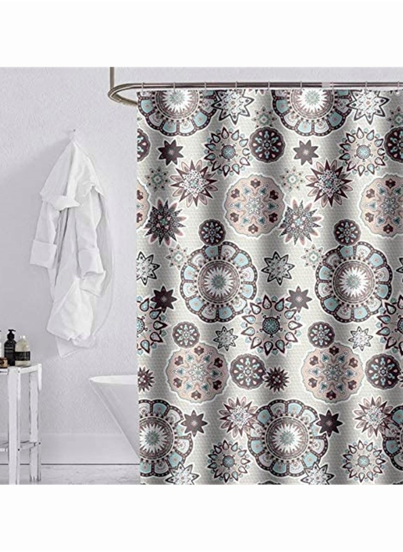 Shower Curtain Set, Waterproof Shower Curtain Set for Bathroom with Hooks, No Liner Needed Waterproof Quick Drying Polyester Fabric (Flower, 180 X 200CM)