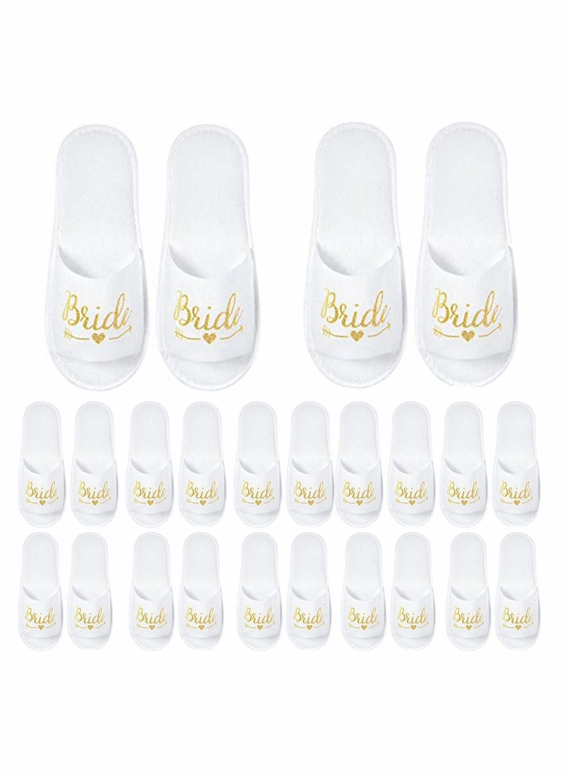 12 Pairs Bride Slippers Disposable Open Toe Spa Slipper for The Bride Hen Do Accessories for Bridal Shower Hen Party