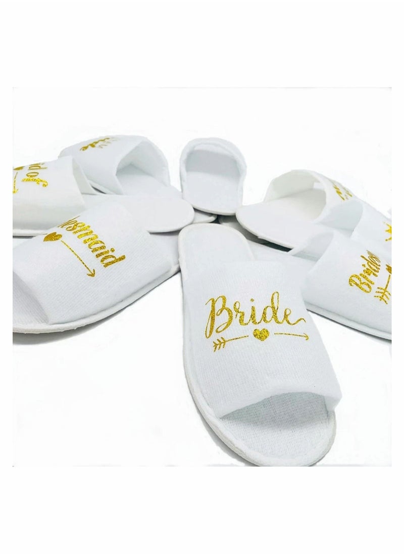 12 Pairs Bride Slippers Disposable Open Toe Spa Slipper for The Bride Hen Do Accessories for Bridal Shower Hen Party