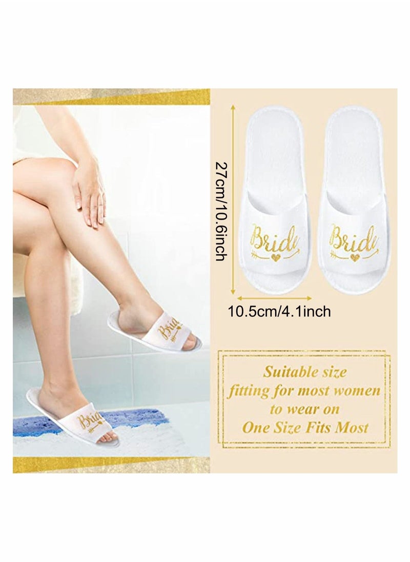 12 Pairs Bride Slippers Disposable Open Toe Spa Slipper for The Bride Hen Do Accessories for Bridal Shower Hen Party