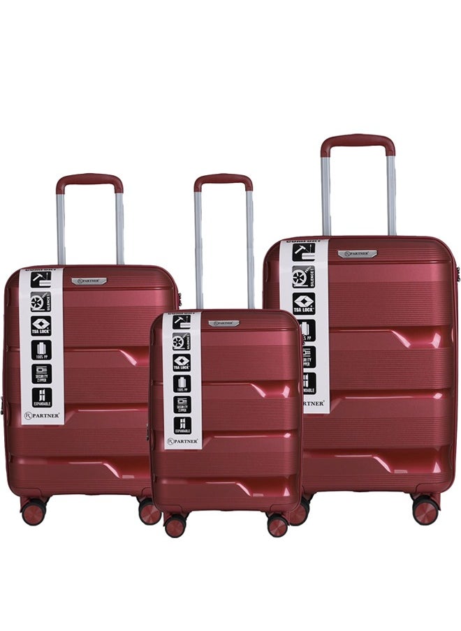 Unbreakable Trolley Travel Luggage Suitcase Travel Bag Set 28 Inch 24 size with 10kg Capacity 20 Size Cabin bag polypropylene Material Expandable Red Colour