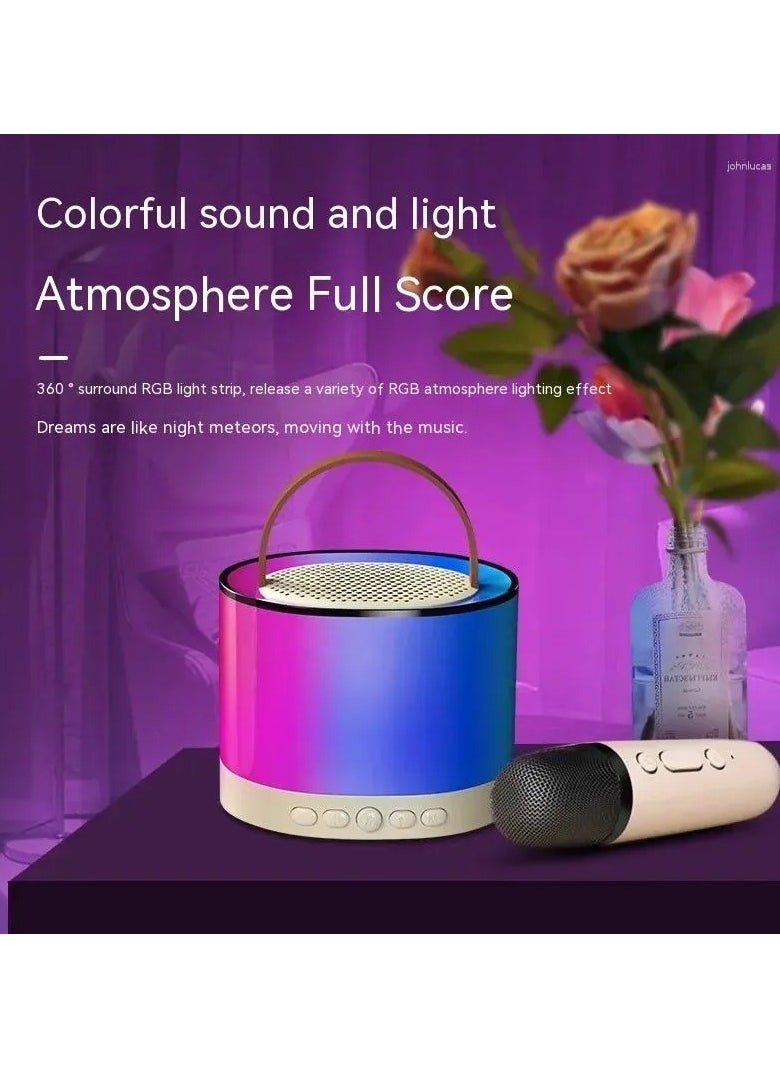 Wireless Bluetooth Speaker with Microphone, RGB Music Player Karaoke Machine for Home