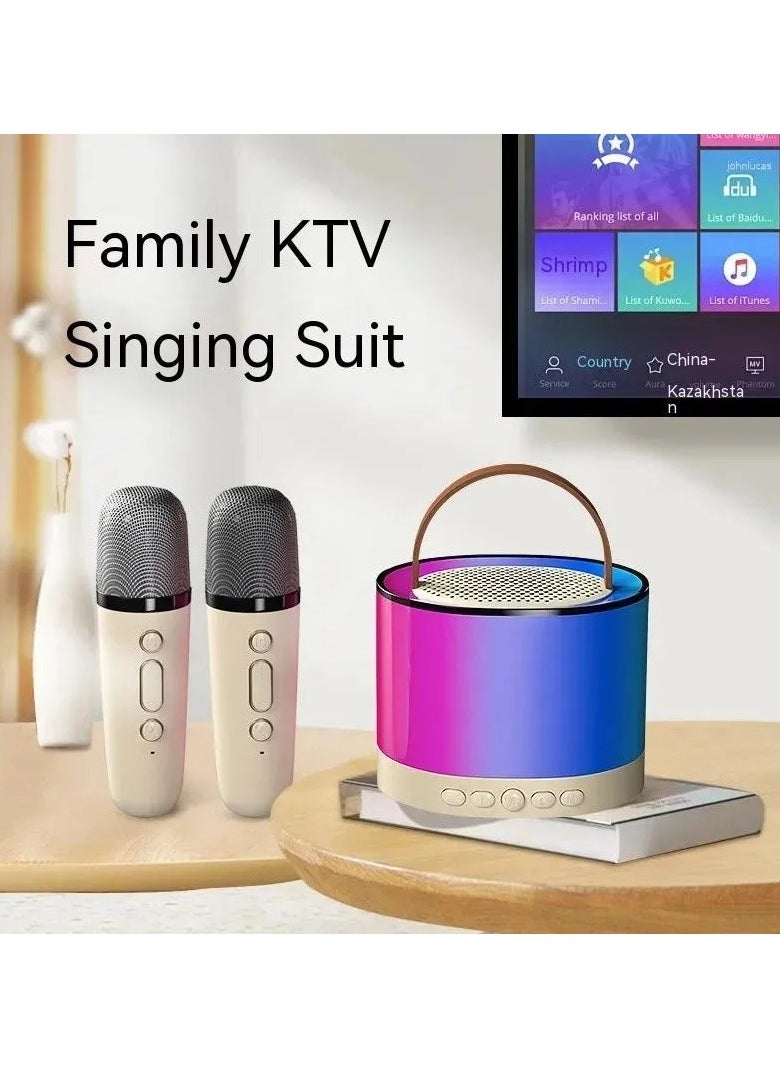 Wireless Bluetooth Speaker with Microphone, RGB Music Player Karaoke Machine for Home