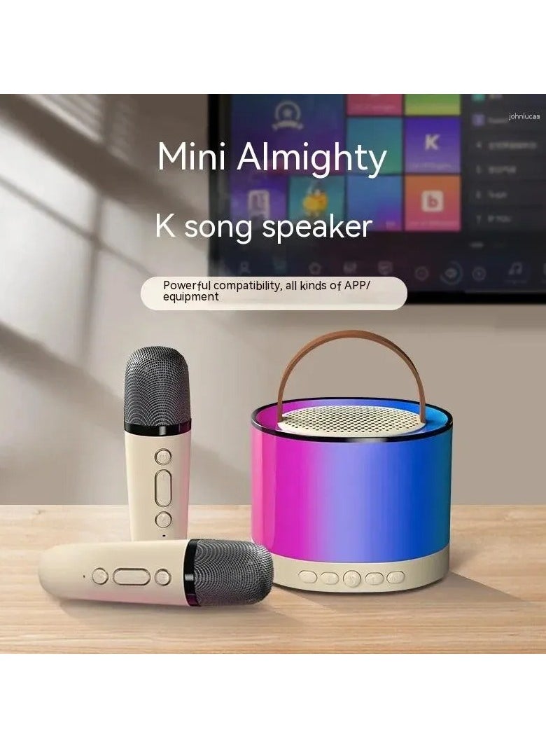 Wireless Bluetooth Speaker with Microphone, RGB Music Player Karaoke Machine for Home