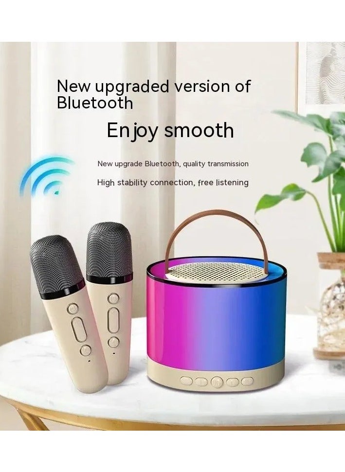 Wireless Bluetooth Speaker with Microphone, RGB Music Player Karaoke Machine for Home