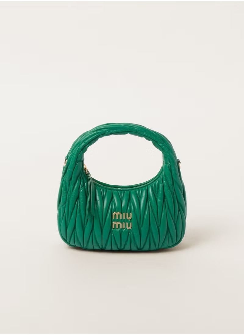 MIU Wander quilted nappa leather hobo Crossbody Shoulder Bag Green