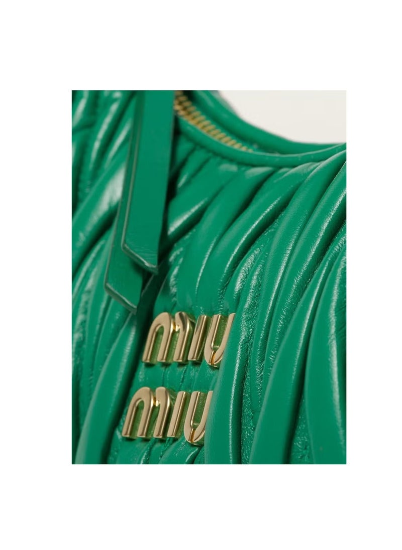 MIU Wander quilted nappa leather hobo Crossbody Shoulder Bag Green