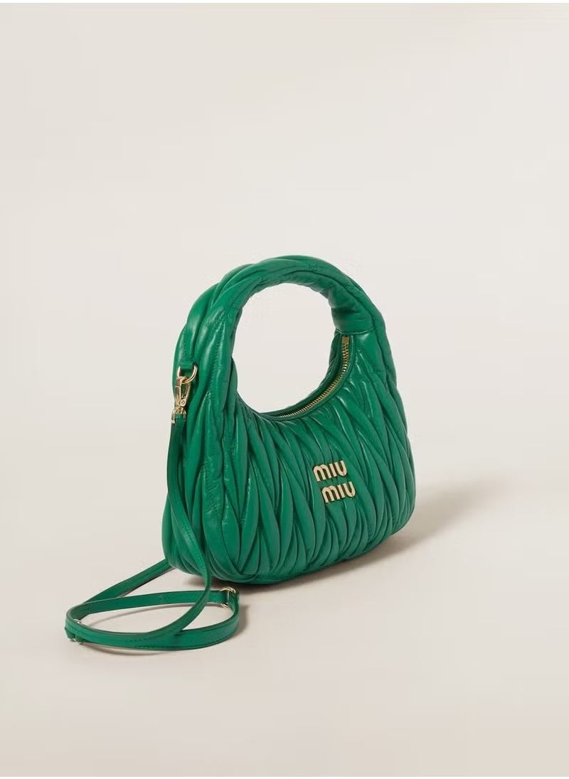 MIU Wander quilted nappa leather hobo Crossbody Shoulder Bag Green