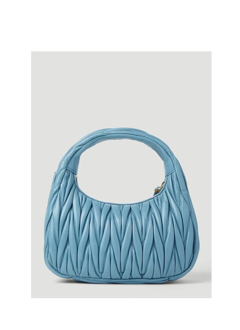 MIU Wander quilted nappa leather hobo Crossbody Shoulder Bag Blue