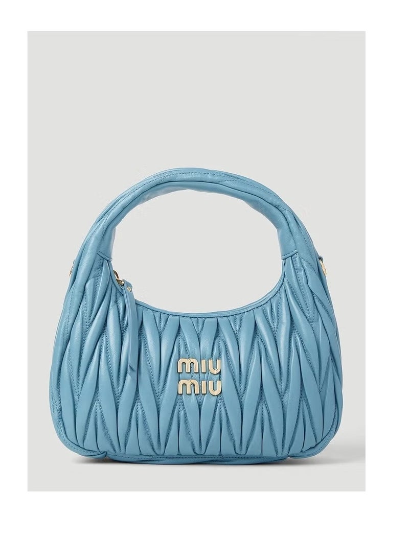 MIU Wander quilted nappa leather hobo Crossbody Shoulder Bag Blue