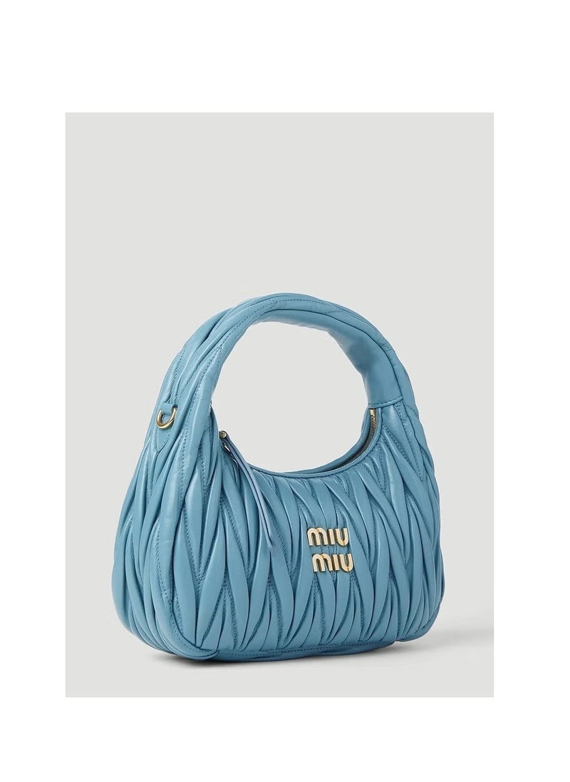 MIU Wander quilted nappa leather hobo Crossbody Shoulder Bag Blue