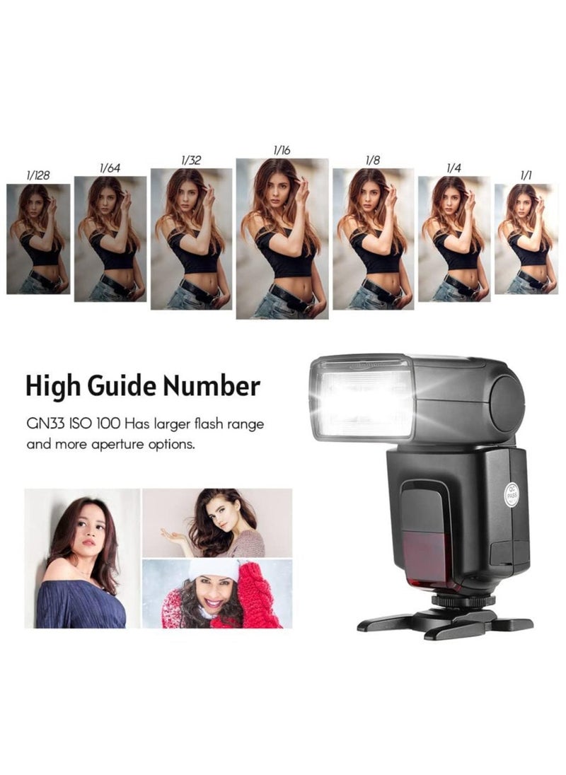 TT520ⅡUniversal On-Camera Flash Electronic Speedlite + AT-16 2.4G Wireless Trigger Transmitter Guide Number 33 S1 S2 Modes Replacement for Canon Nikon Pentax