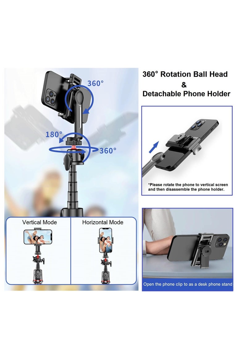 Phone Tripod Selfie Stick, Mini Camera Tripod Phone Holder, with Cold Shoe Mount Travel Tripod and Remote Shutter Control, for iPhone Samsung Camera Stand Video Recording Vlog