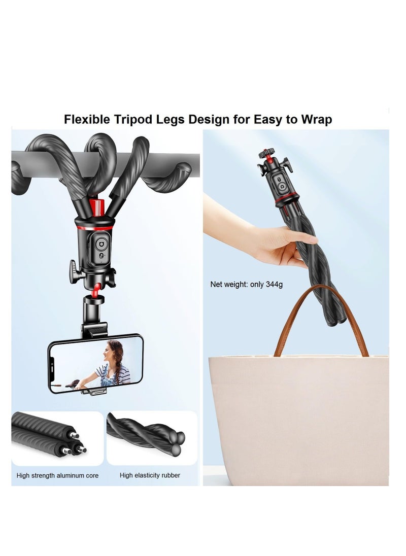 Phone Tripod Selfie Stick, Mini Camera Tripod Phone Holder, with Cold Shoe Mount Travel Tripod and Remote Shutter Control, for iPhone Samsung Camera Stand Video Recording Vlog