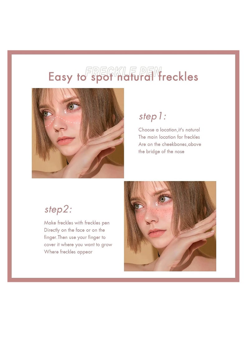 2 Colors Freckle Pen, Freckle Makeup Pen Waterproof Long-wearing Soft Dot Spot Pen for Natural Lifelike Makeup