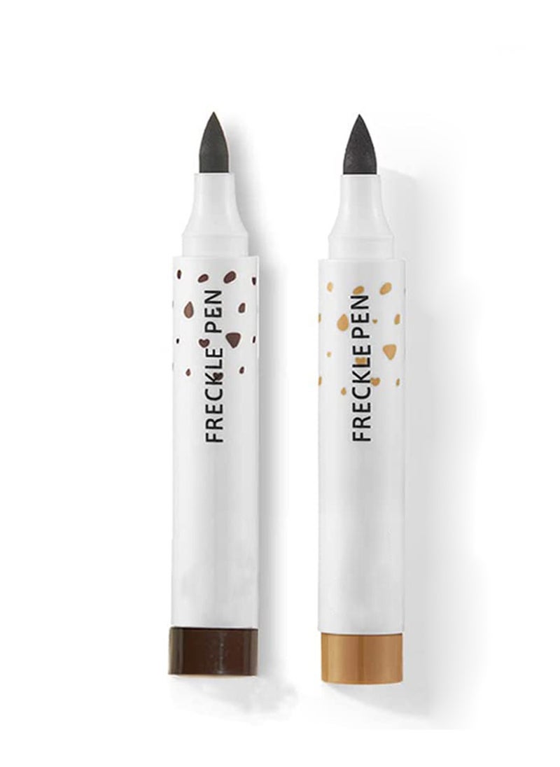 2 Colors Freckle Pen, Freckle Makeup Pen Waterproof Long-wearing Soft Dot Spot Pen for Natural Lifelike Makeup