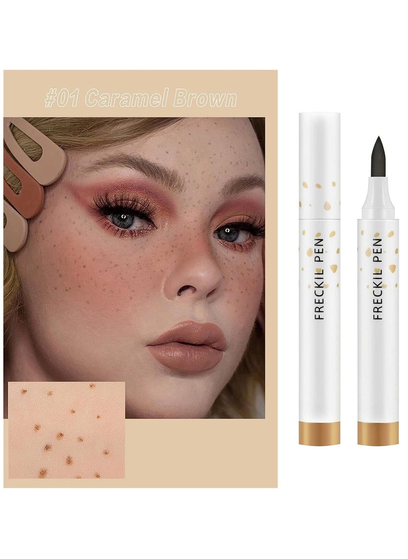 2 Colors Freckle Pen, Freckle Makeup Pen Waterproof Long-wearing Soft Dot Spot Pen for Natural Lifelike Makeup