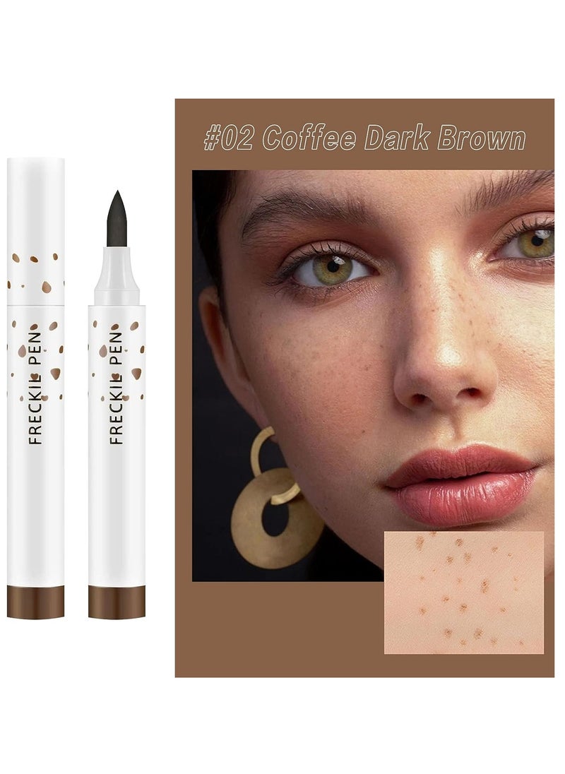 2 Colors Freckle Pen, Freckle Makeup Pen Waterproof Long-wearing Soft Dot Spot Pen for Natural Lifelike Makeup