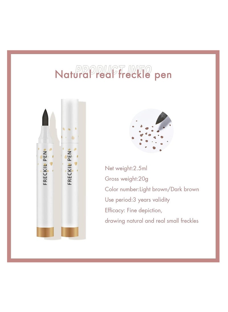 2 Colors Freckle Pen, Freckle Makeup Pen Waterproof Long-wearing Soft Dot Spot Pen for Natural Lifelike Makeup