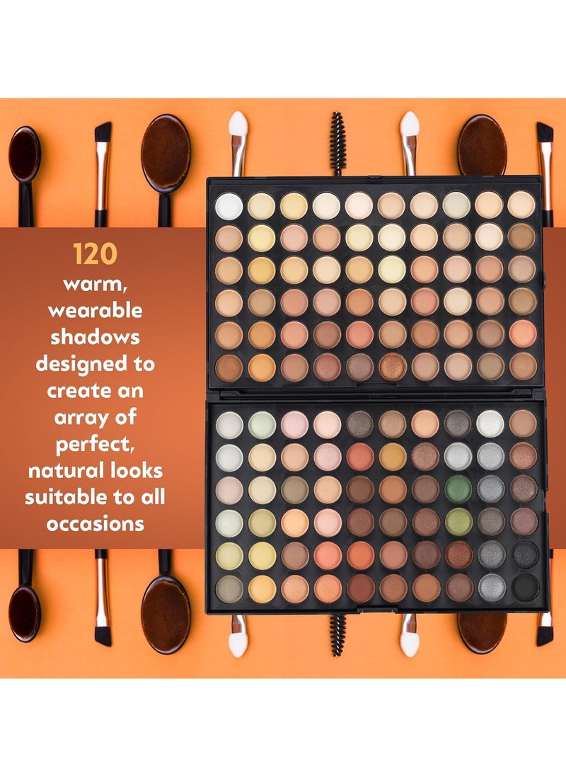 120 Nude Eyeshadow Palette Makeup Set Professional MUA Eyeshadow Palette for Warm Smoky Natural and Matte Eye Shadow Tones