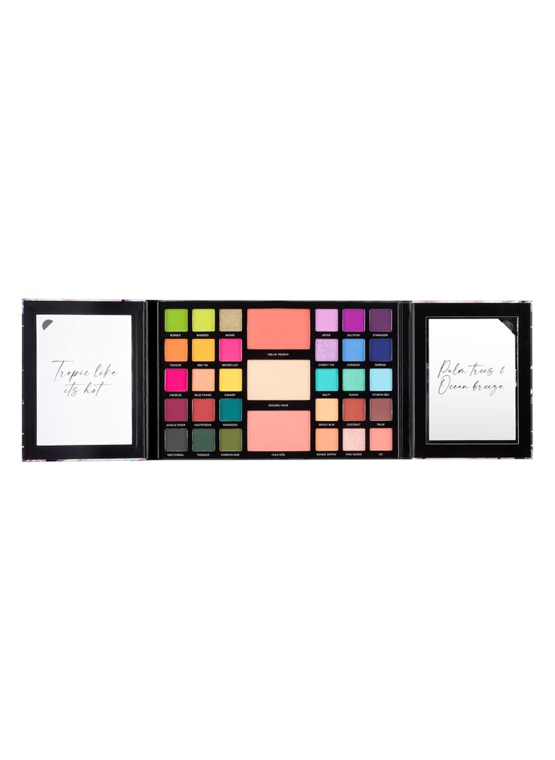 Lost In Paradise Hybrid Eyeshadow Palette Makeup Palette Bold Buttery Matte Foil Pigment Highlighter makeup Shimmer Blush Makeup Mirror Make Up Gift Set