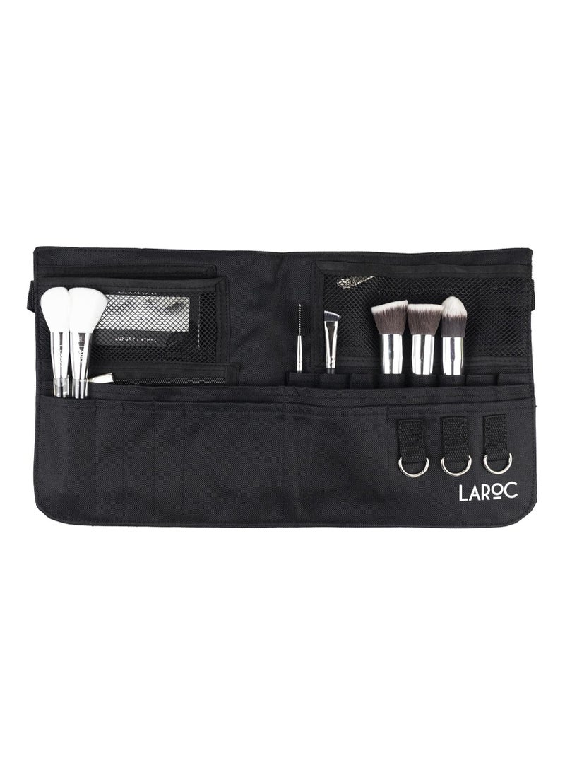 Makeup Brush Holder Belt Adjustable Make Up Brushes and Cosmetics Organizer Mesh and Zippered Pouches Ideal for MUA Students Amateurs Professionals Make Up Organizer