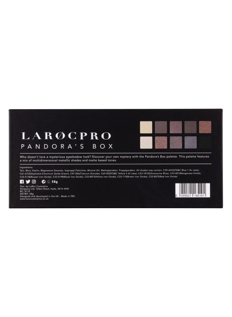 PRO Pandora's Box Eyeshadow Palette High Pigment Smokey Nude and Neutral Matte and Metallics Taupe Brown White Gold and Black Eyeshadow Eye Shadow Makeup Palette