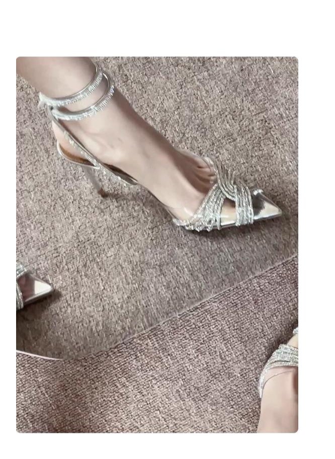 Ladies' Exquisite Sparkling Rhinestone Pointed High Heels