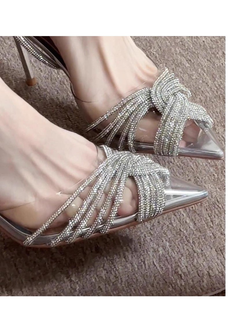 Ladies' Exquisite Sparkling Rhinestone Pointed High Heels