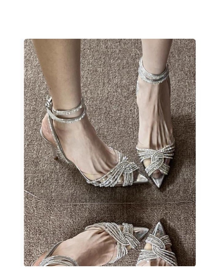 Ladies' Exquisite Sparkling Rhinestone Pointed High Heels