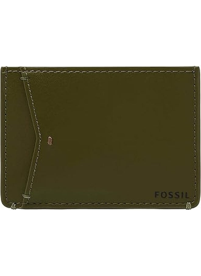 Fossil Men's Joshua Vegan Cactus Slim Minimalist Card Case Front Pocket Wallet for Men