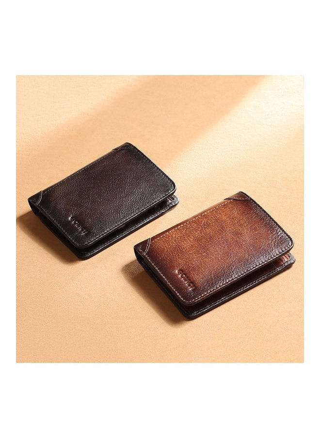 Portable Business Men Faux Leather Bifold Short Wallet Card Cash Holder Purse Brown