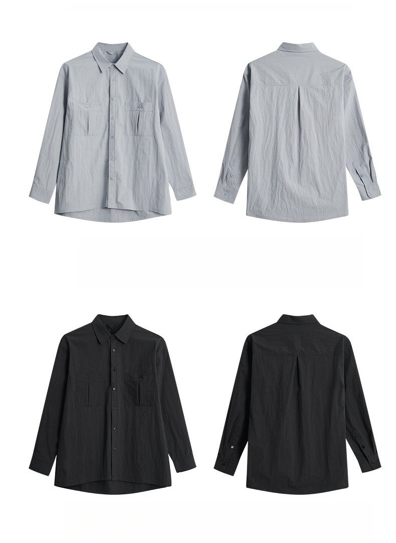 Washed Shirt Men's Casual Long Sleeved Loose Shoulder Jacket