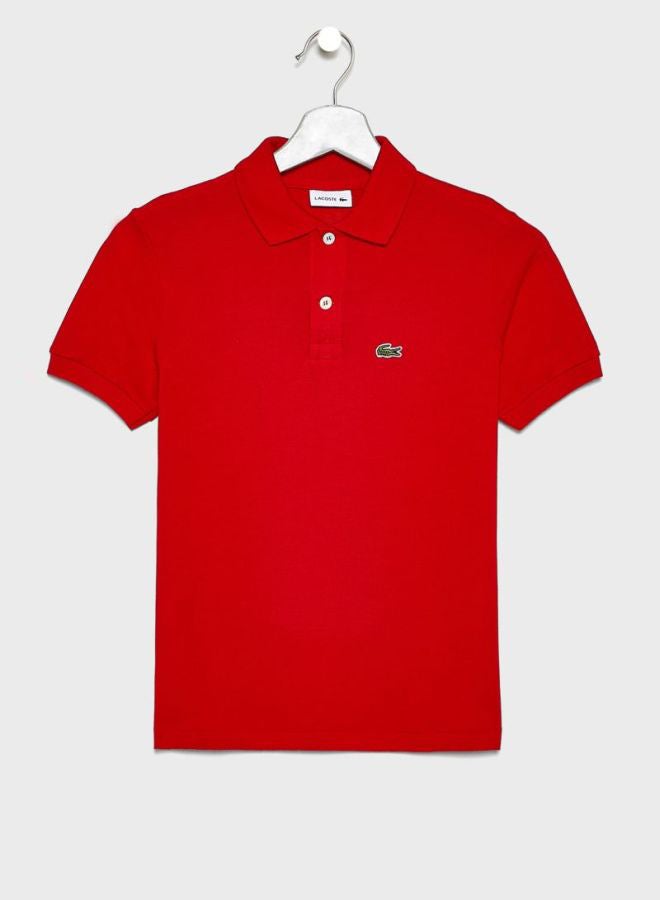 Ribbed Sleeve Polo Red