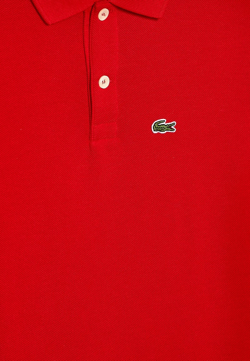 Ribbed Sleeve Collared Neck Polo Red