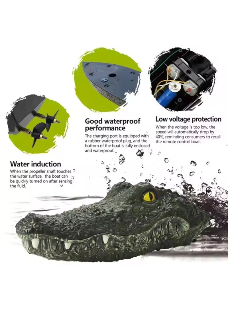 RC Boat Electric Racing Boat, 2.4G High-Speed Simulation Remote Control Alligator Head, Waterproof Prank Toys For Pools And Lakes, Floating Crocodile Head Simulation Crocodile Head