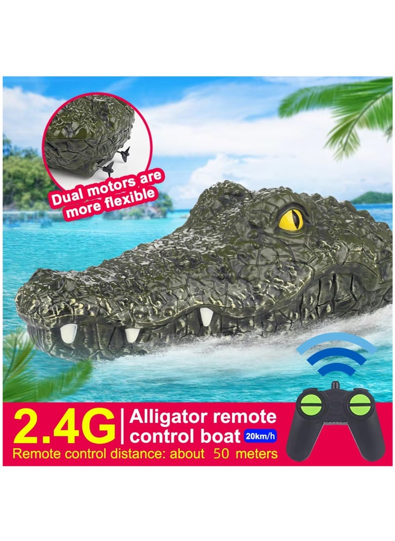 RC Boat Electric Racing Boat, 2.4G High-Speed Simulation Remote Control Alligator Head, Waterproof Prank Toys For Pools And Lakes, Floating Crocodile Head Simulation Crocodile Head