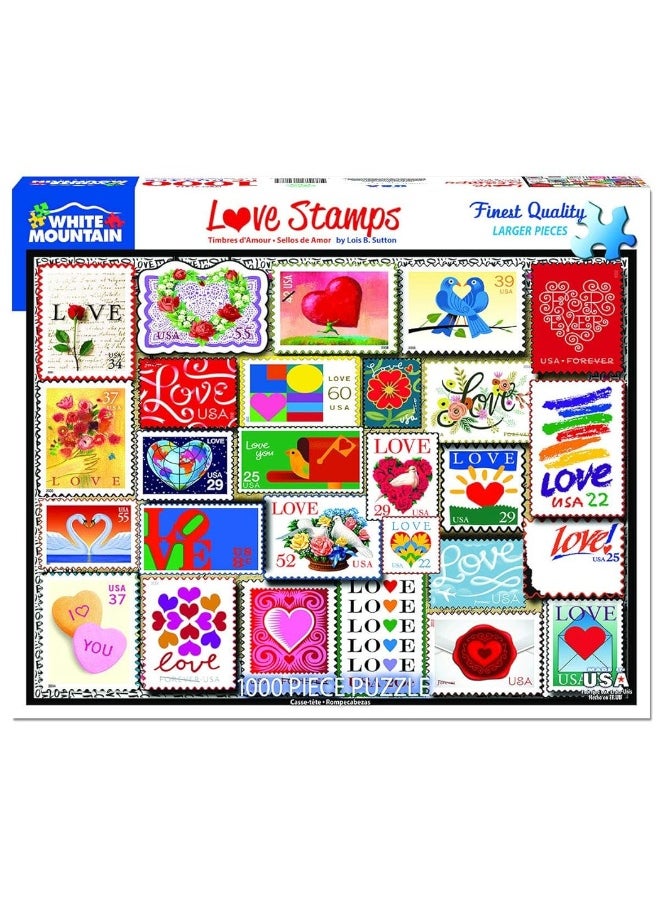 White Mountain Puzzles Love Stamps 1000 Piece Jigsaw Puzzle