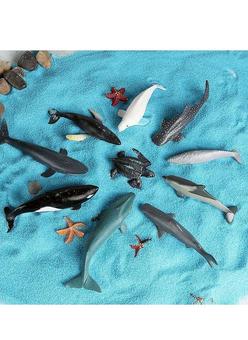 Mini Sea Animal Figures Toy, Plastic Small Ocean Animal Figurine Set with Sharks Whales Arctic Animal etc, Realistic Marine Miniature Playset for School Project, Collection Gift 32PCS