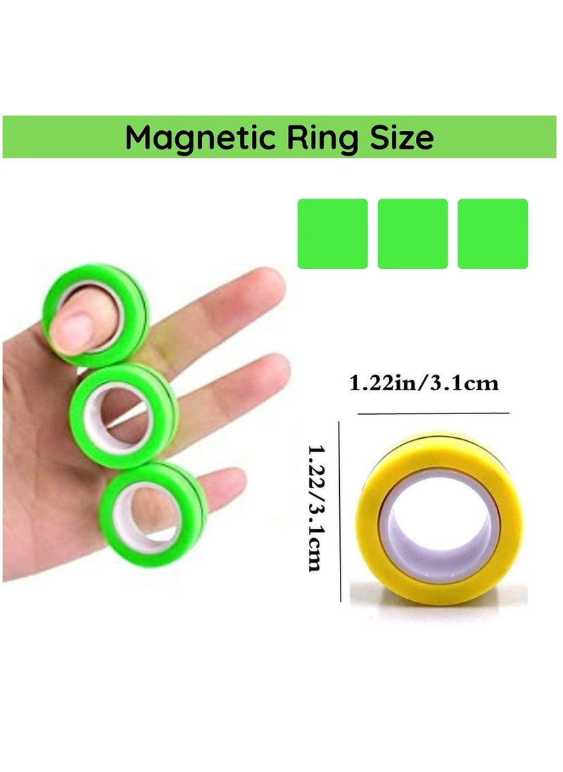 Fingears Magnetic Rings Fidget Spinner Toy Stress, Anxiety Relief Magnetic Spinner Ring - Green 3pcs