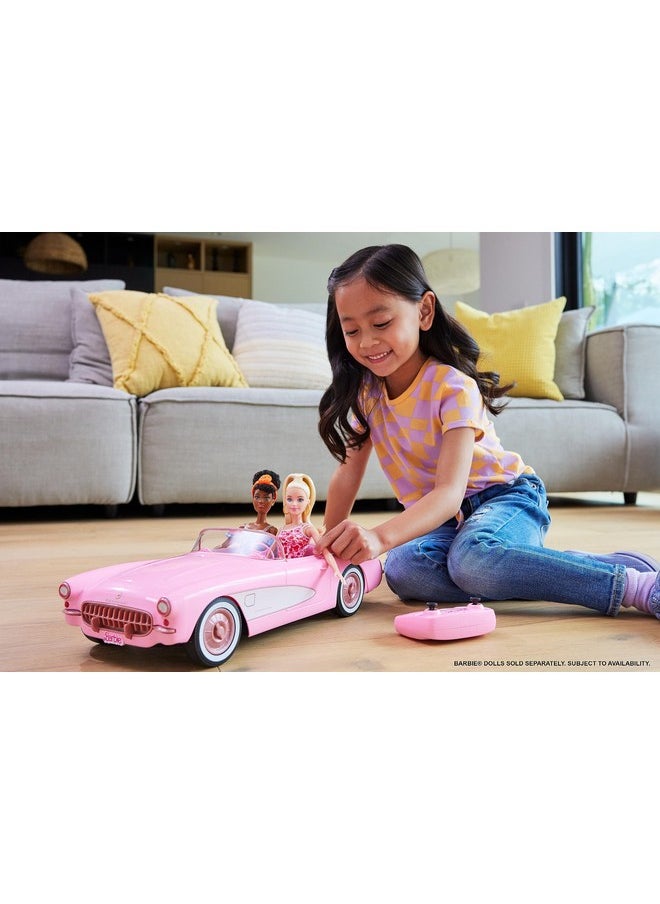 Barbie Rc Corvette From Barbie The Movie, Full-Function Remote-Control Toy Car Holds 2 Barbie Dolls