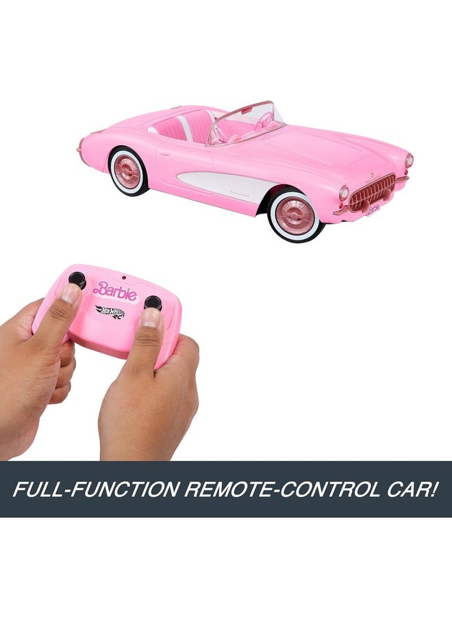 Barbie Rc Corvette From Barbie The Movie, Full-Function Remote-Control Toy Car Holds 2 Barbie Dolls