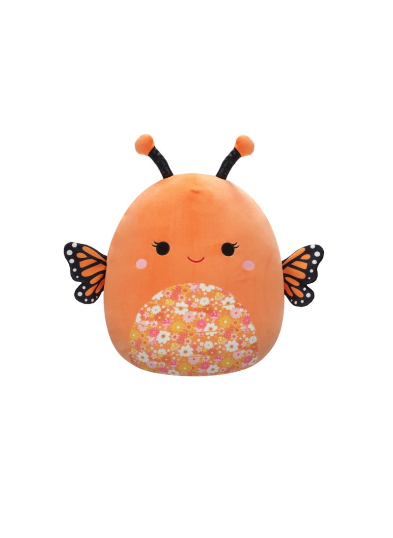 16 inch Large Plush Mony Orange Monarch Butterfly with Floral Belly Officially Licensed Kellytoy Plush Toy Colorful Soft Gift for Kids Girls & Boys Washable Squishy Stuff Toy Multicolor All Age