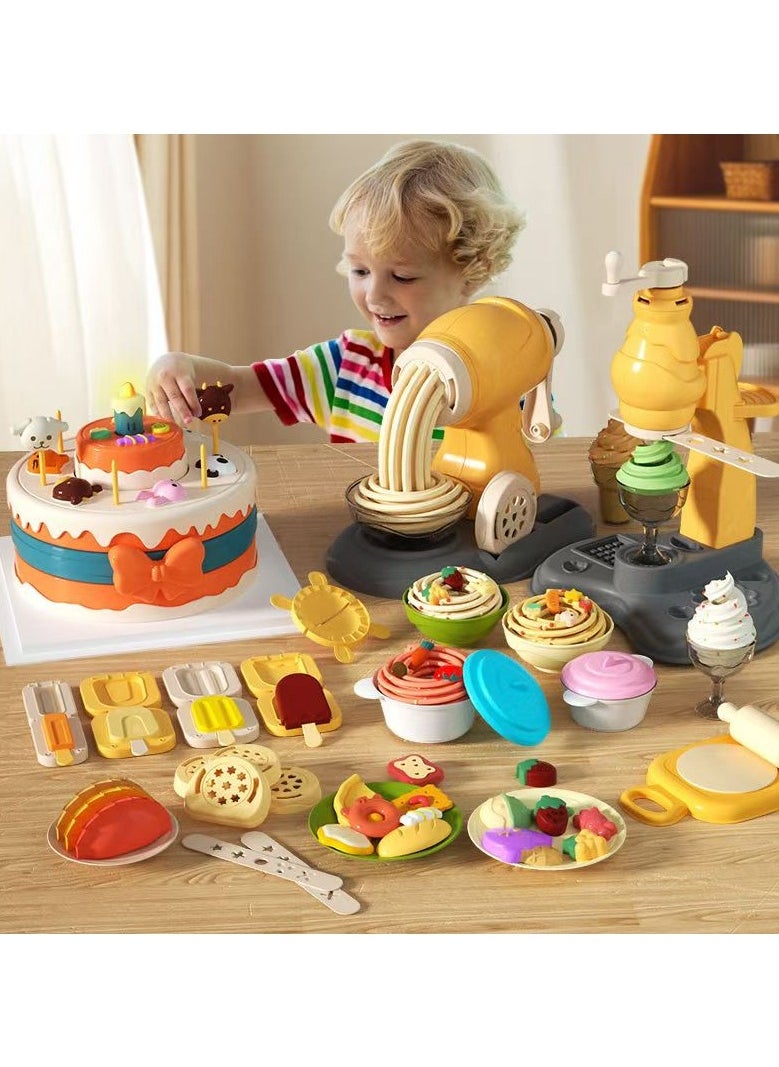 Children's game toys - colored wheat flour and clay ice cream machine, colored clay machine set, kindergarten toys